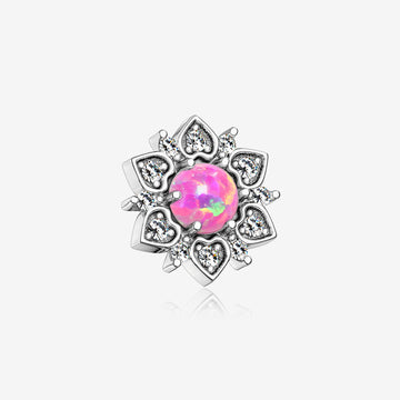 Fire Opal Flower Love Sparkle Dermal Anchor Top-Pink Opal